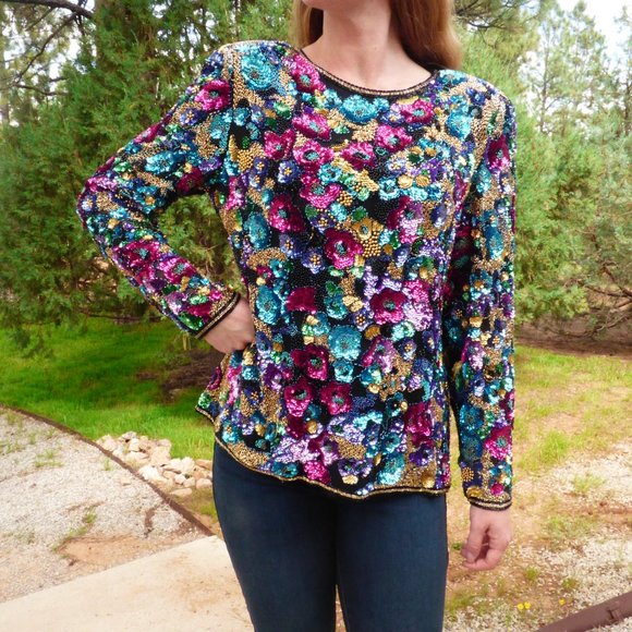 Vintage Fully Beaded/Sequined Top - Picture 7 of 17